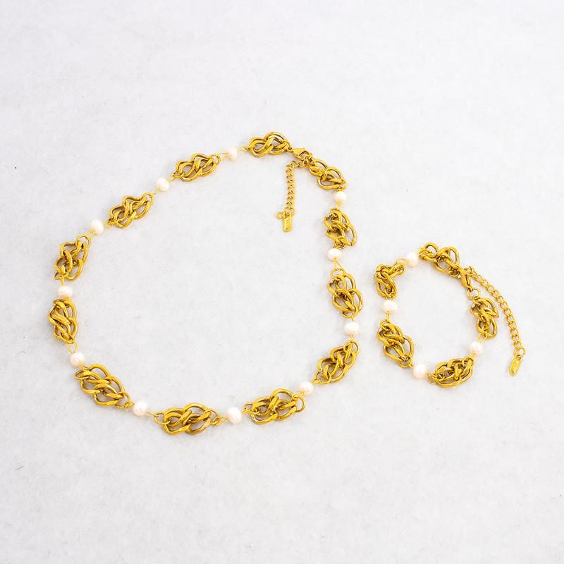 Catene Donna Uomo Perla Collana Cubana Moda Oro Colore Irregolare Unico Audacemente Acciaio Inossidabile Catena Gioielleria_voghion.com