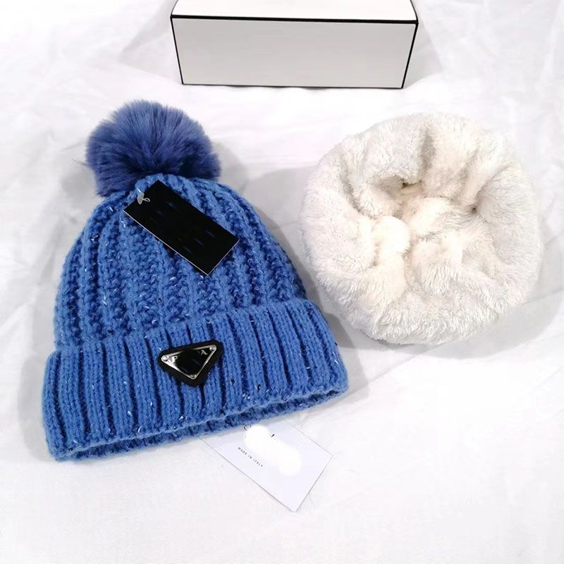 Blue--Hollow knit hat