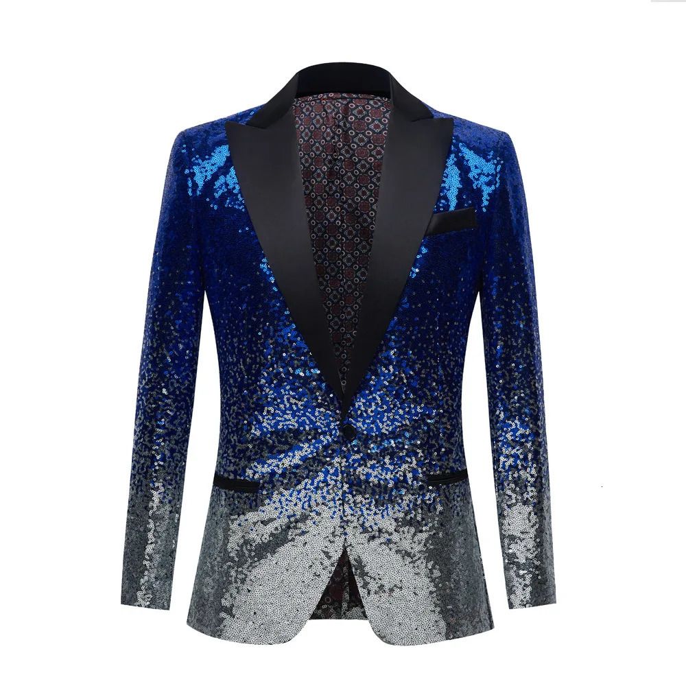 Blauwe zilveren blazer