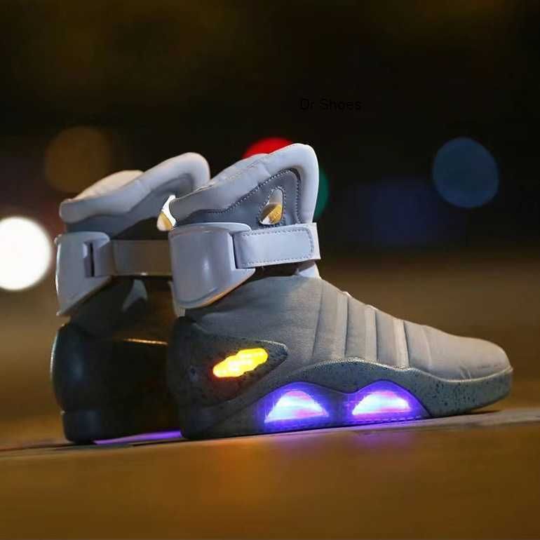 TOP Limited Sale Automatic Laces Shoes Air Mag Sneakers Marty Mcfly s air mags Led Back To The Future Glow In The Dark Gray TOP Mcflys Man