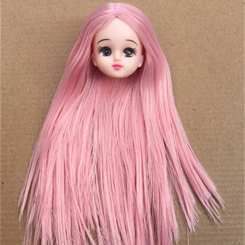 Cabeça de cabelo comprido rosa