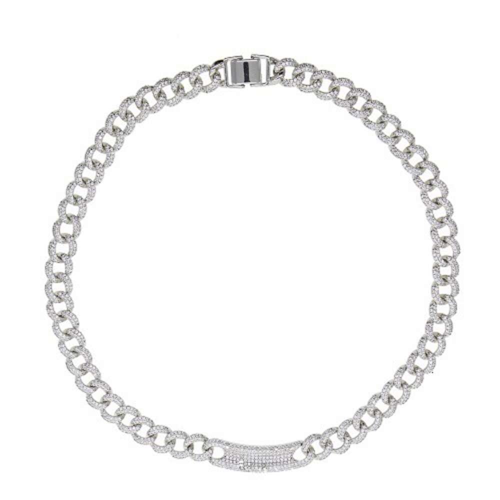 White Gold-Cuban Link Choker-18inches