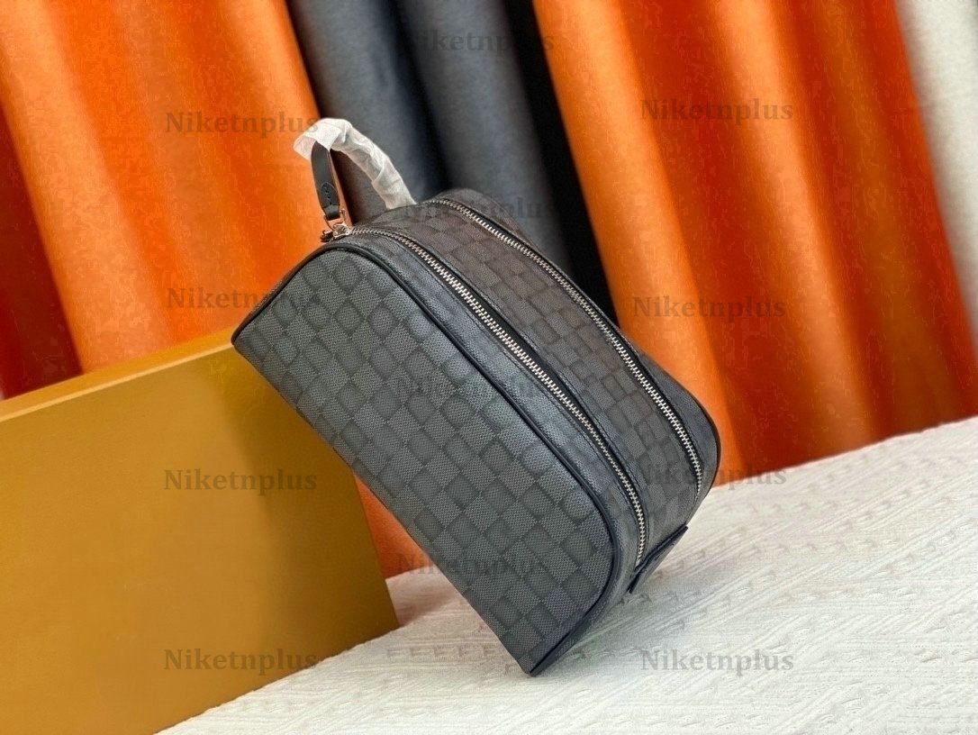 Dopp Kit Toilet Pouch Damier Graphite Canvas - Men - Travel