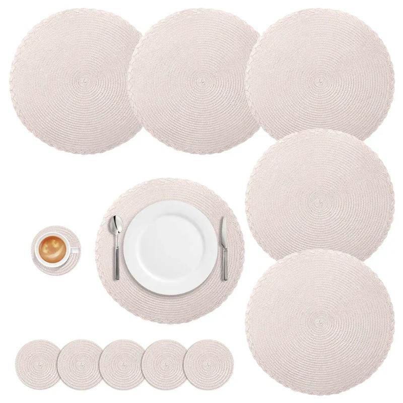 6xPlacemat 6xCoaster Round CHINA Apricot