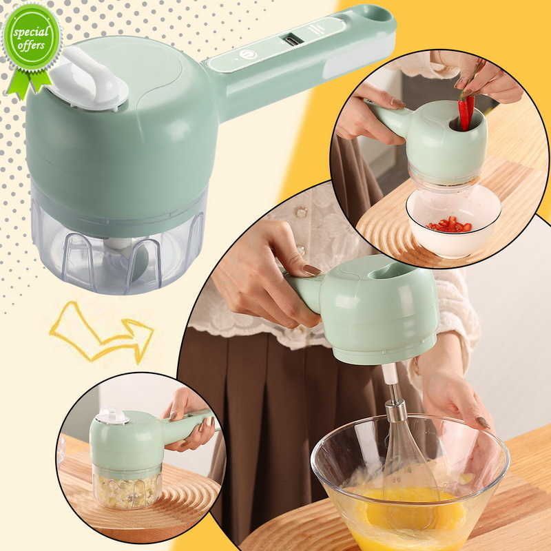 4 In 1 Portable Electric Vegetable Cutter Set, Multifunctional Wireless  Food Processor, Kitchen Gadgets Electric Garlic Chopper with Brush, for  Garlic