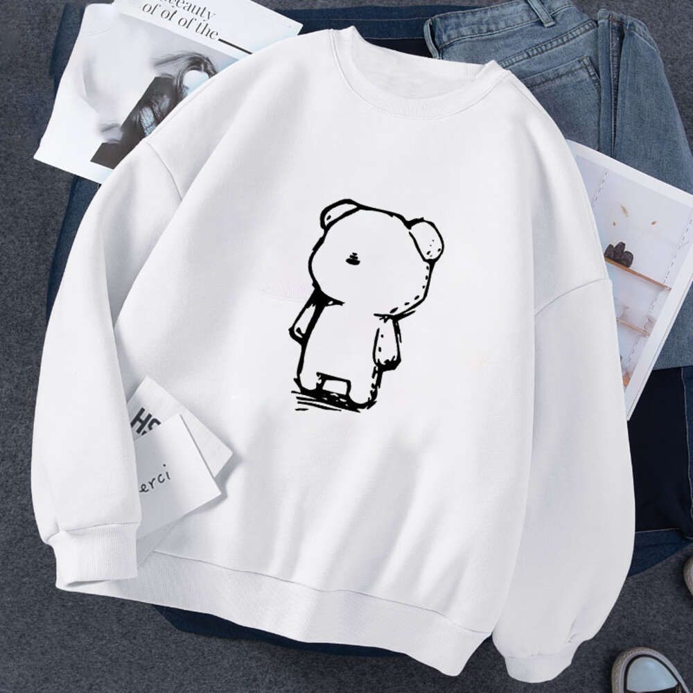 Sweater white black and white bear