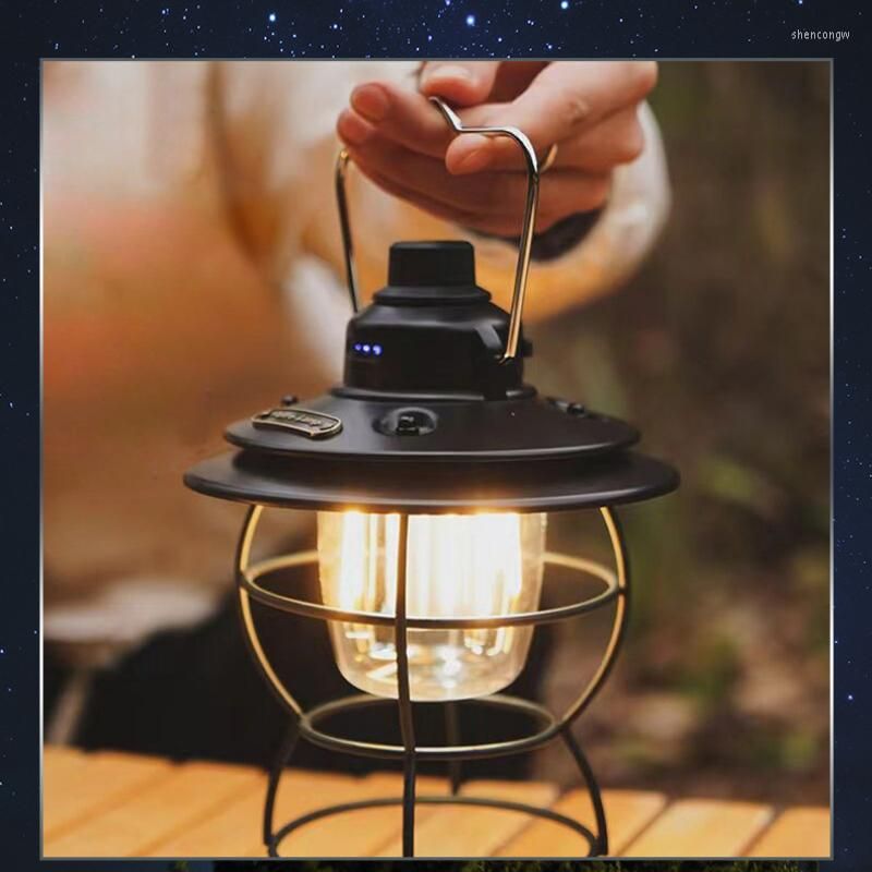 Rechargeable Portable Retro Camping Lamp Abs Led Vintage Lantern