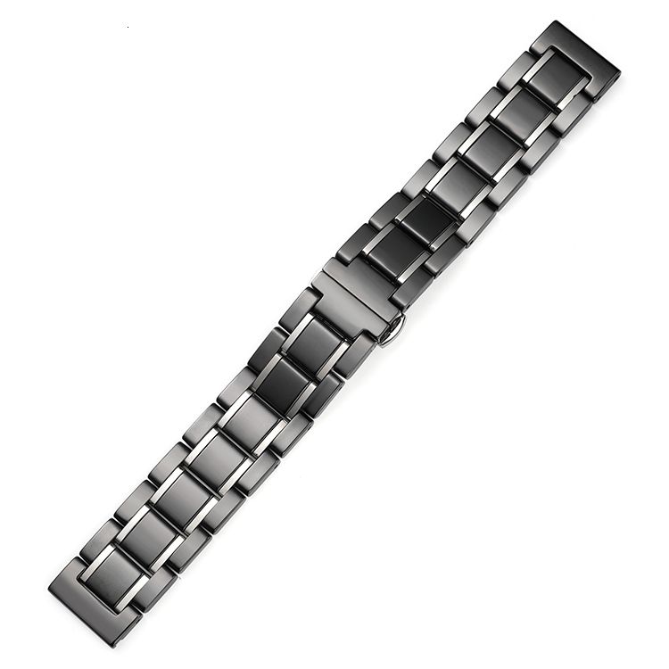 Black Ceramic Silver-22mm