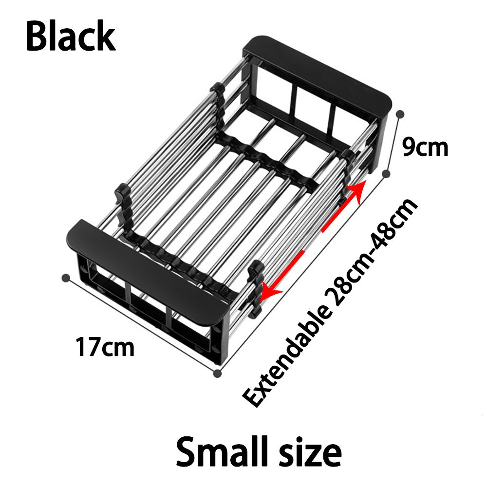 Small Size Black-1pc Sink Rack-Adjusta