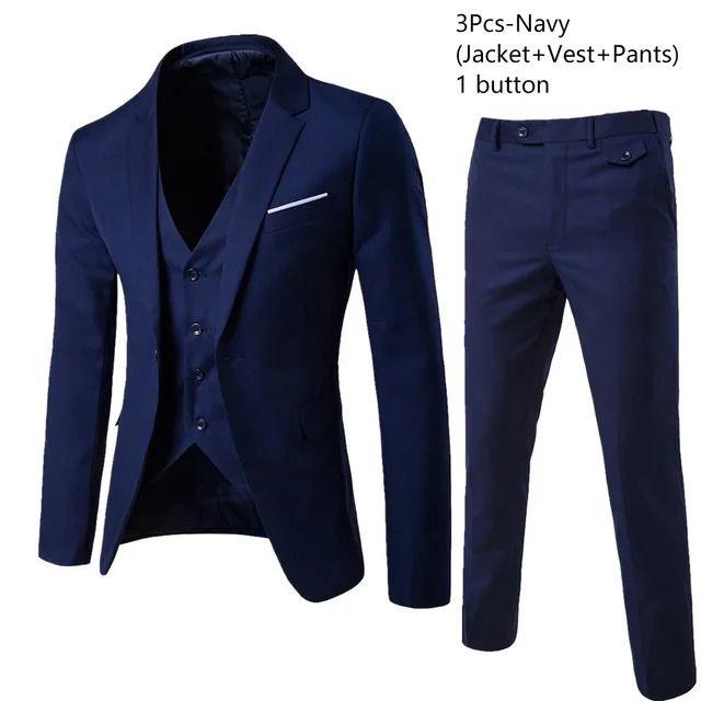 abito da 3 pezzi blu navy