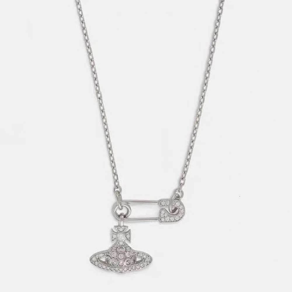 Saturn Pin Necklace Platinum