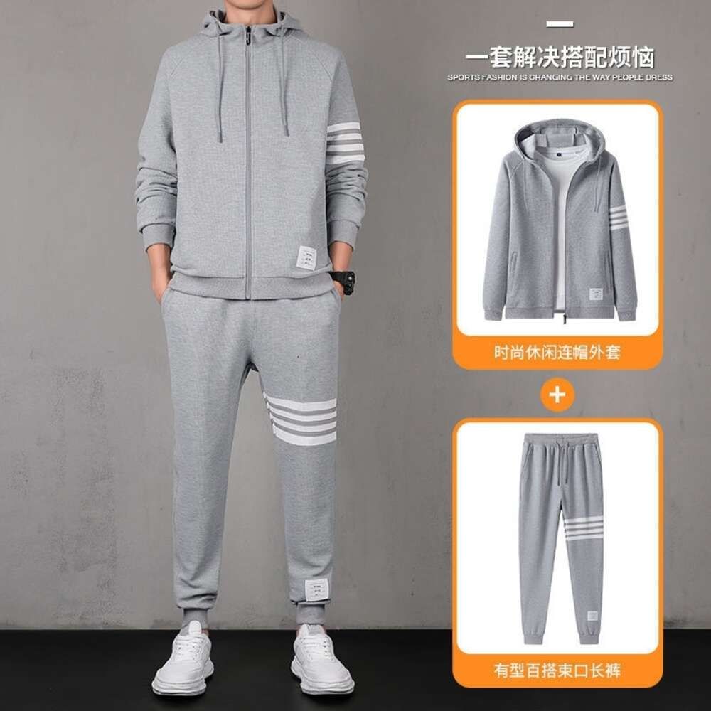 hooded grey thin two piece set