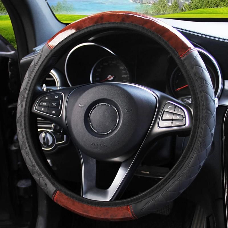 Steering Wheel Covers Universal Car Cover Wooden Pattern Auto
