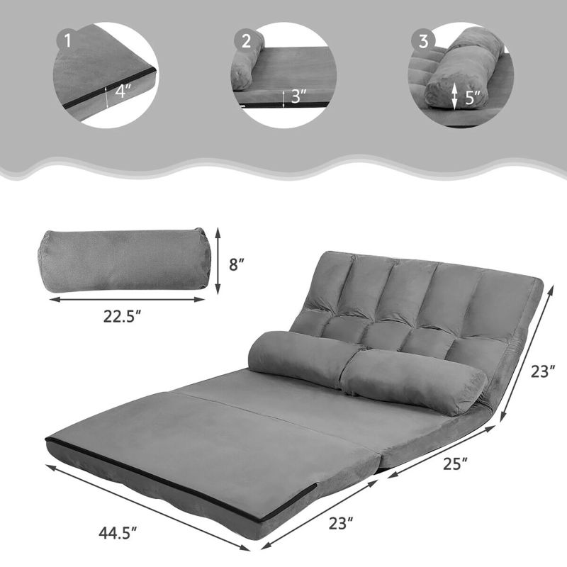 Adjustable Floor Sofa Bed with 2 Lumbar Pillows - Costway