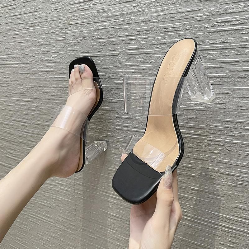 Dress Shoes Thick Square Low Heels Woman&#39;S Transparent Sandals Large Size Ladies Flip Flops Sandalias Mujer Clear Slippers From Kovichh, $39.4 | DHgate.Com