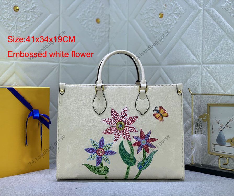 M44925Embossed leather white flower 41CM