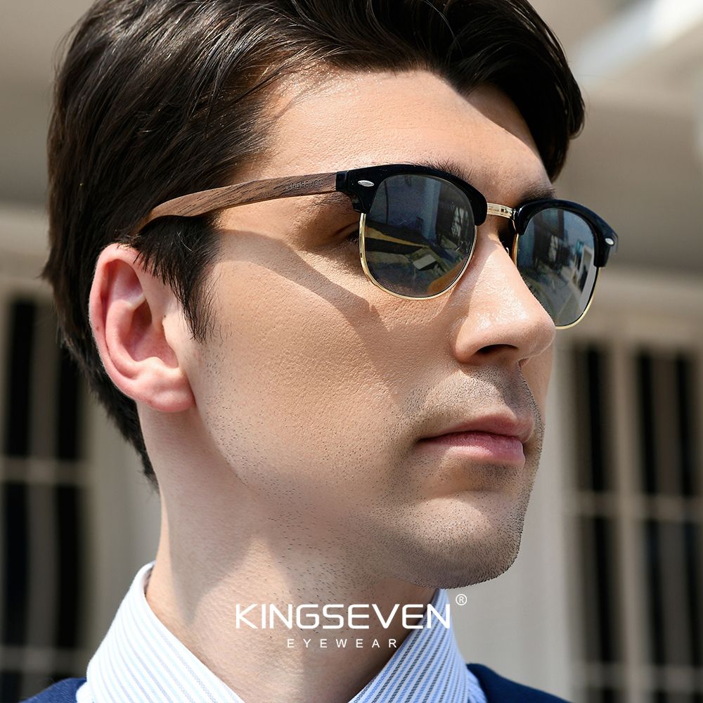 KINGSEVEN New Black Walnut Handmade Sunglasses