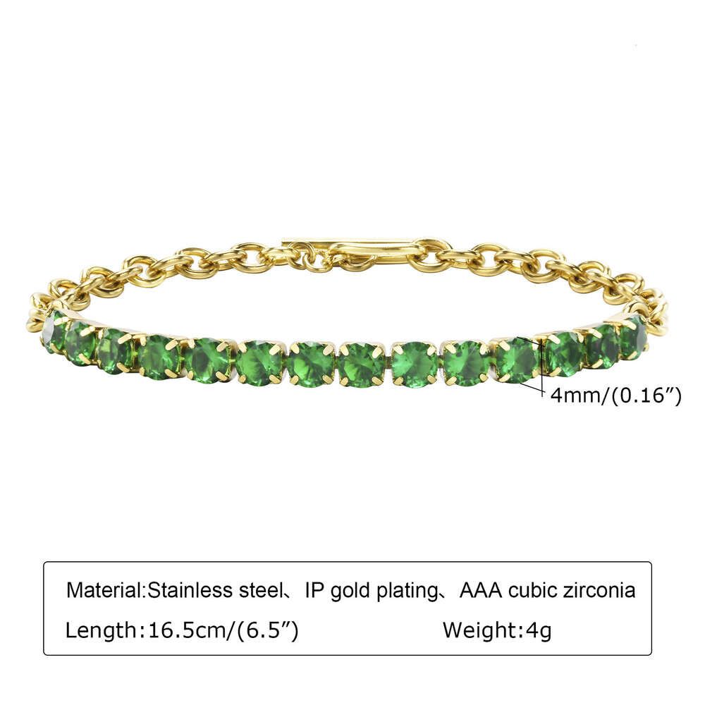 Bracelet-Soutien-Gorge Moissanite Vert Or 4mm