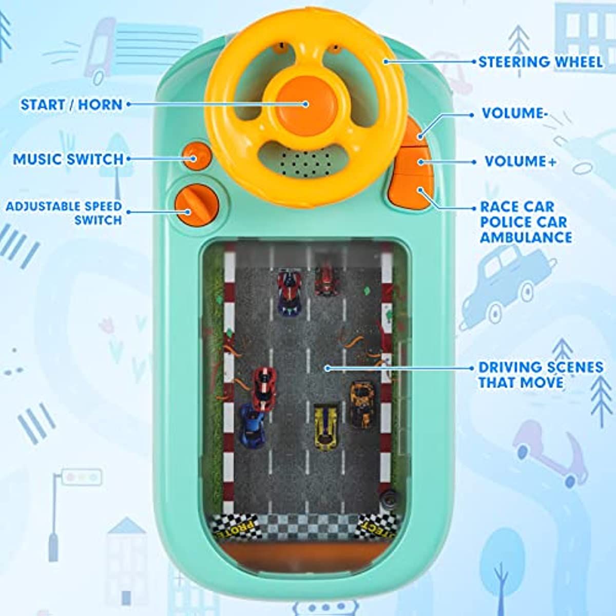 Volante Brinquedo Criança Simulada Condução Carro de Corrida Jogo