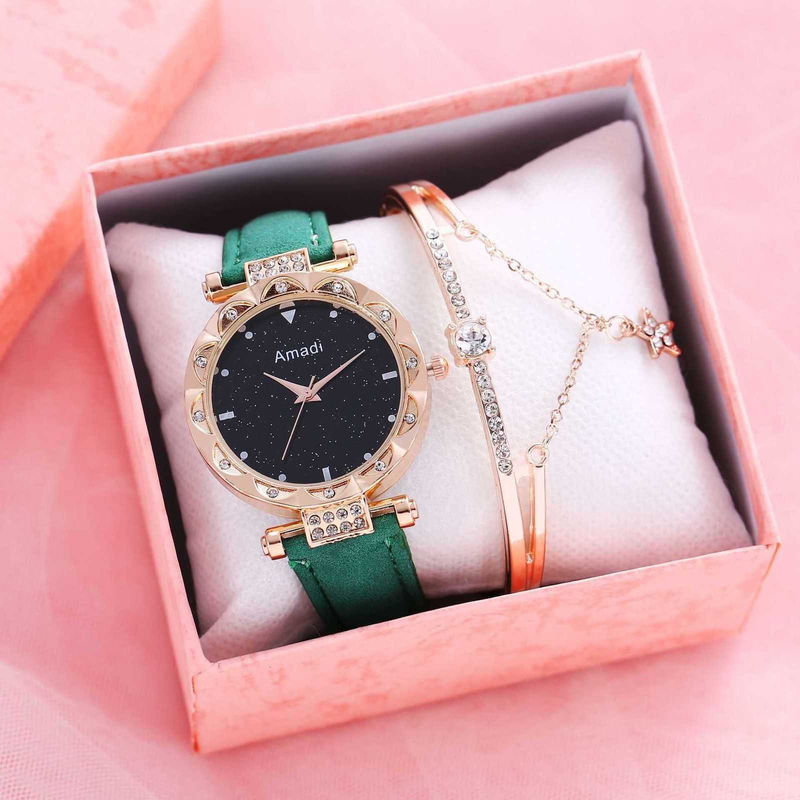 Groen horloge + armband + doos