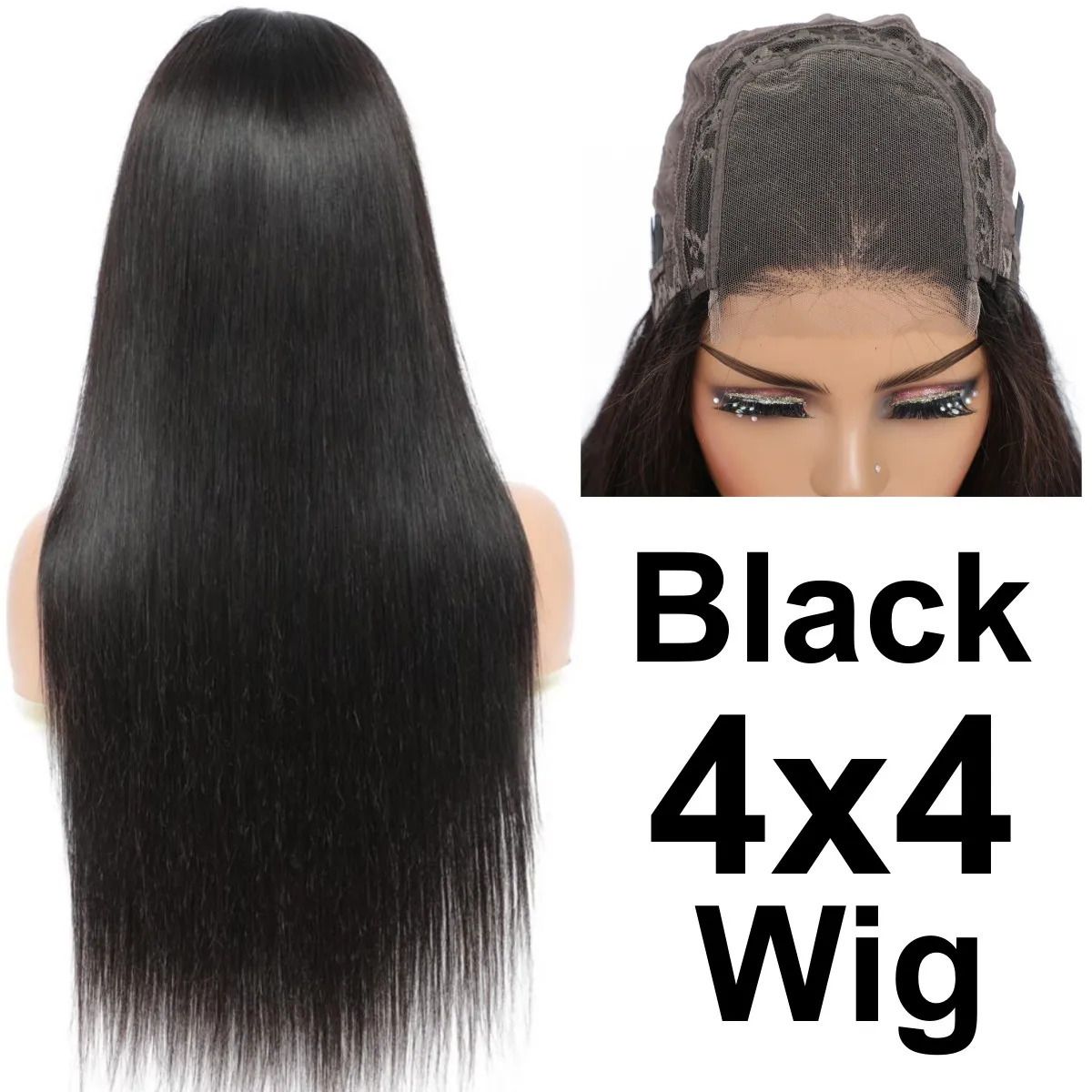 black 4x4 wig