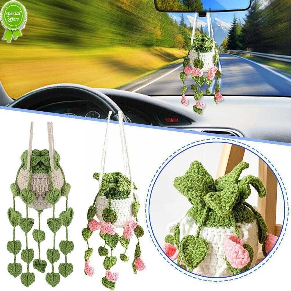 New Car Mounted Rearview Mirror Simulation Green Apple Potted Decoration Car  Plant Crochet Hanging Basket Hanging Plant For Car W3D1 From Skywhite,  $6.66