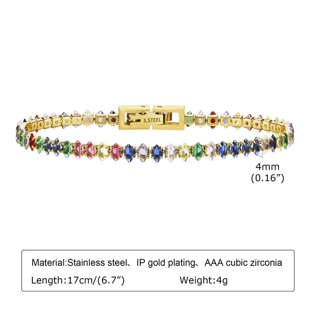 Bracelet Moissanite coloré en or de 4 mm-