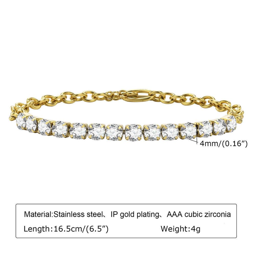 Bracelet-Soutien-Gorge Moissanite Blanc Or 4mm