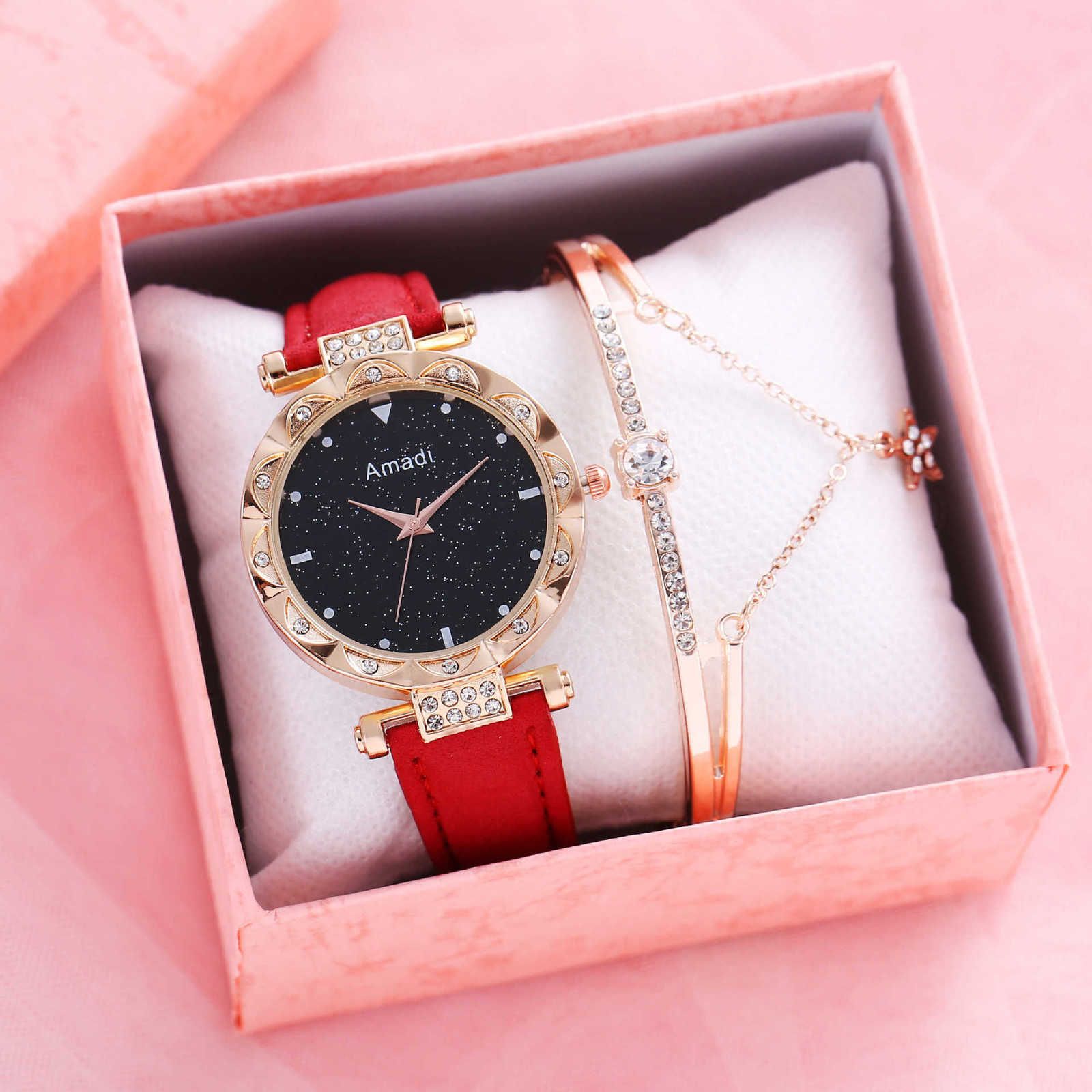 Rood horloge + armband + doos