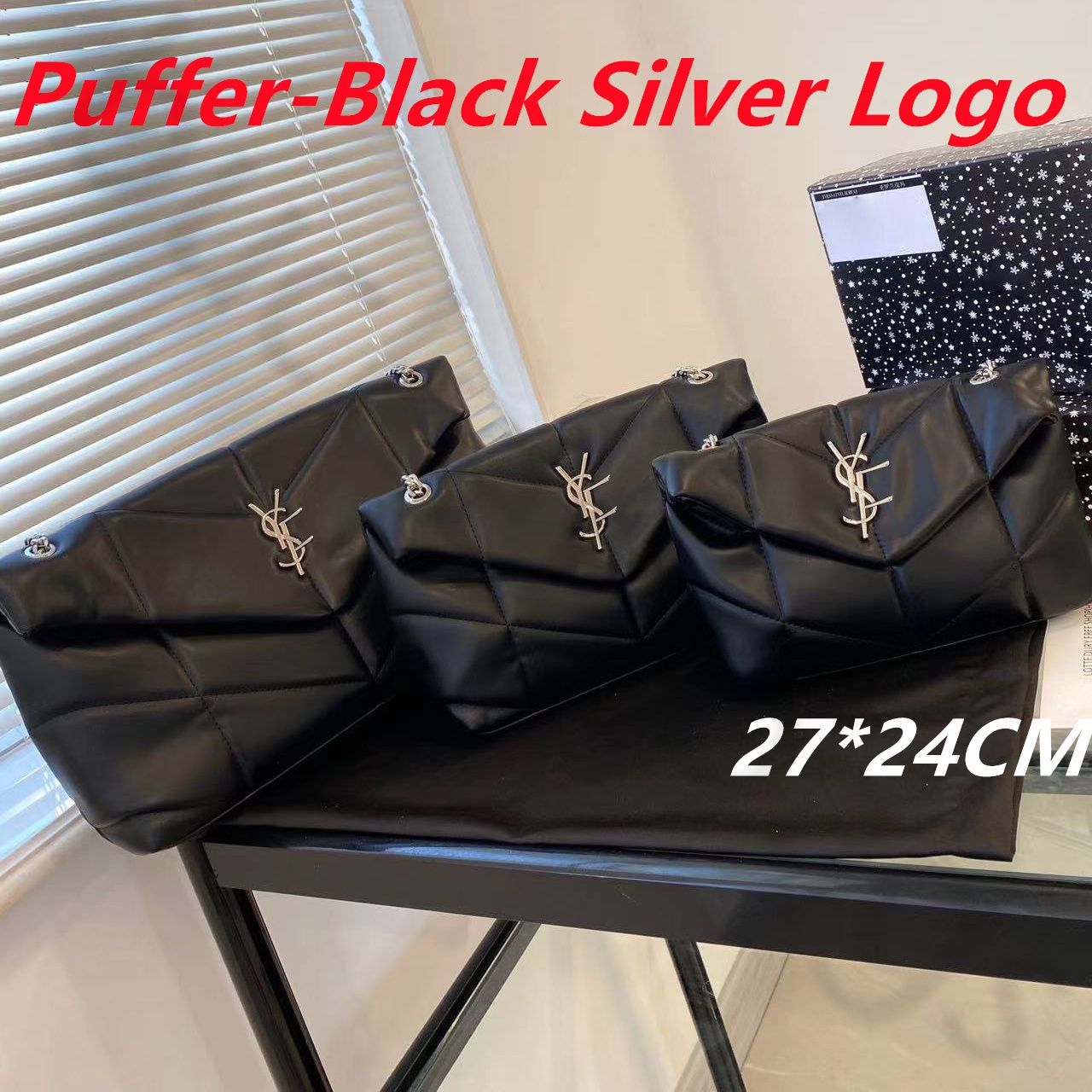 puffer-zwart zilver S