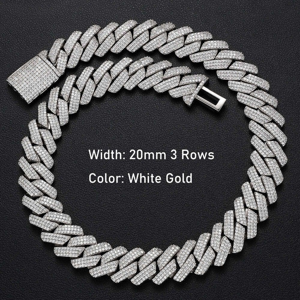 20 mm 3 rijen-witte goud-24inches