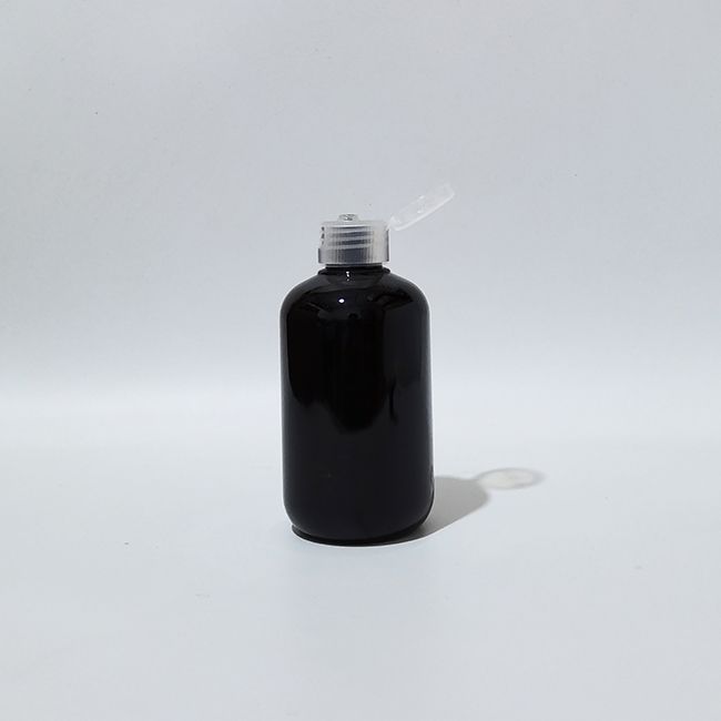 Plastique transparent de la bouteille noire de 200 ml