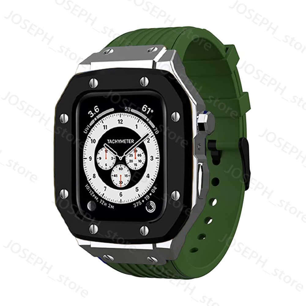 Silver Black Green -For 6 5 4 SE - 44mm