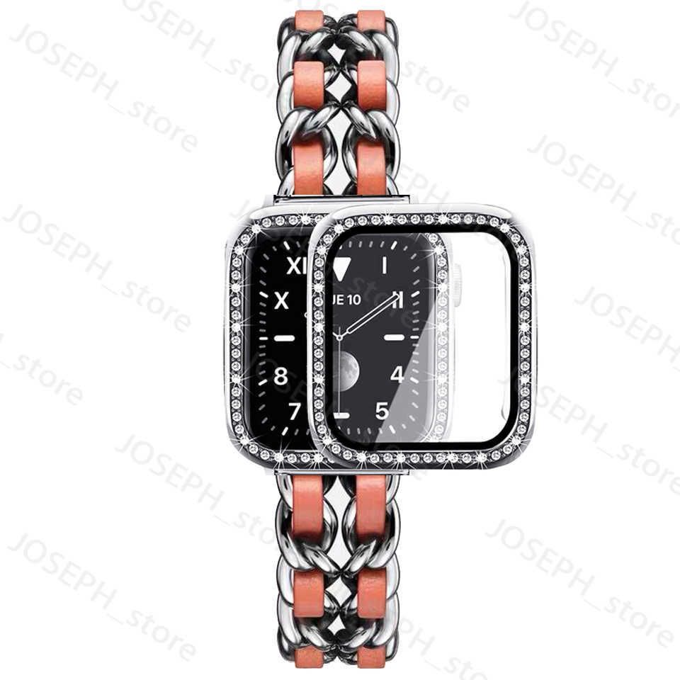 Silver Orange Case-For Apple Watch 44mm