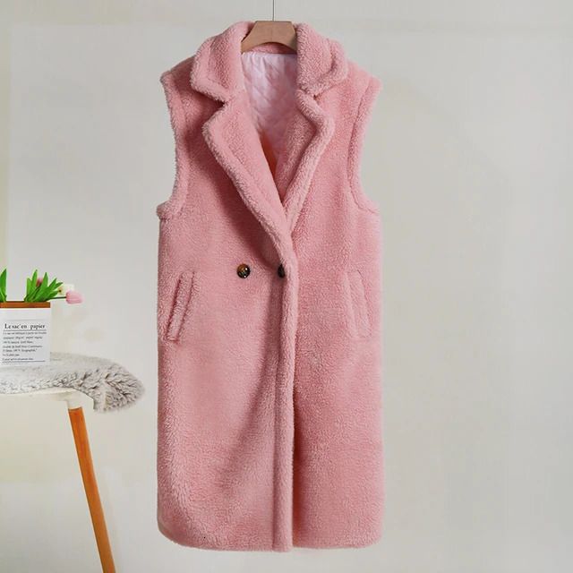 manteau en peluche rose