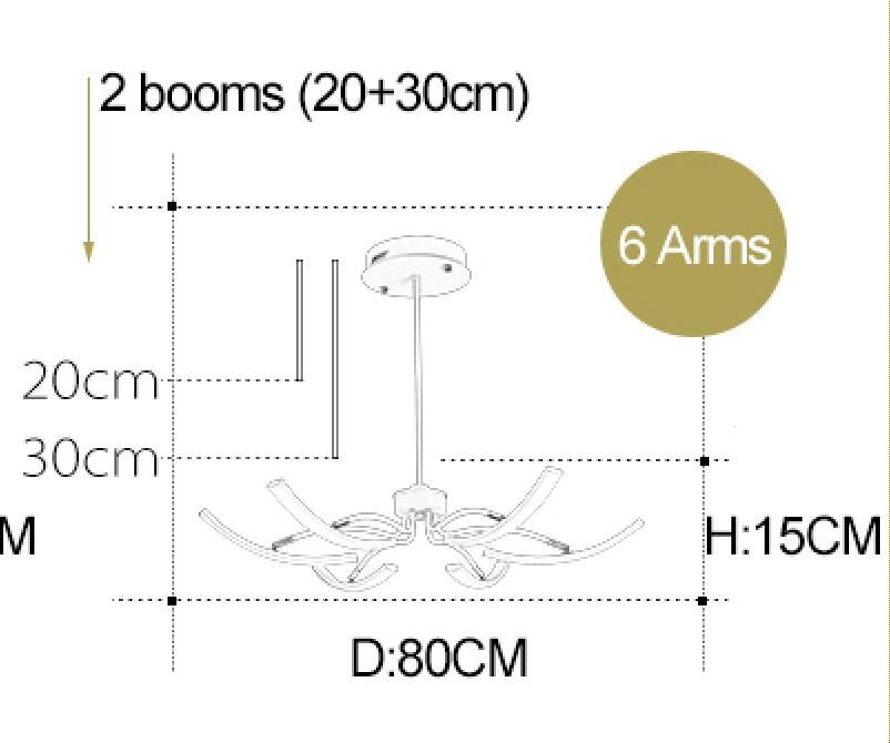 Rc à intensité variable de couleur or à 6 bras avec application