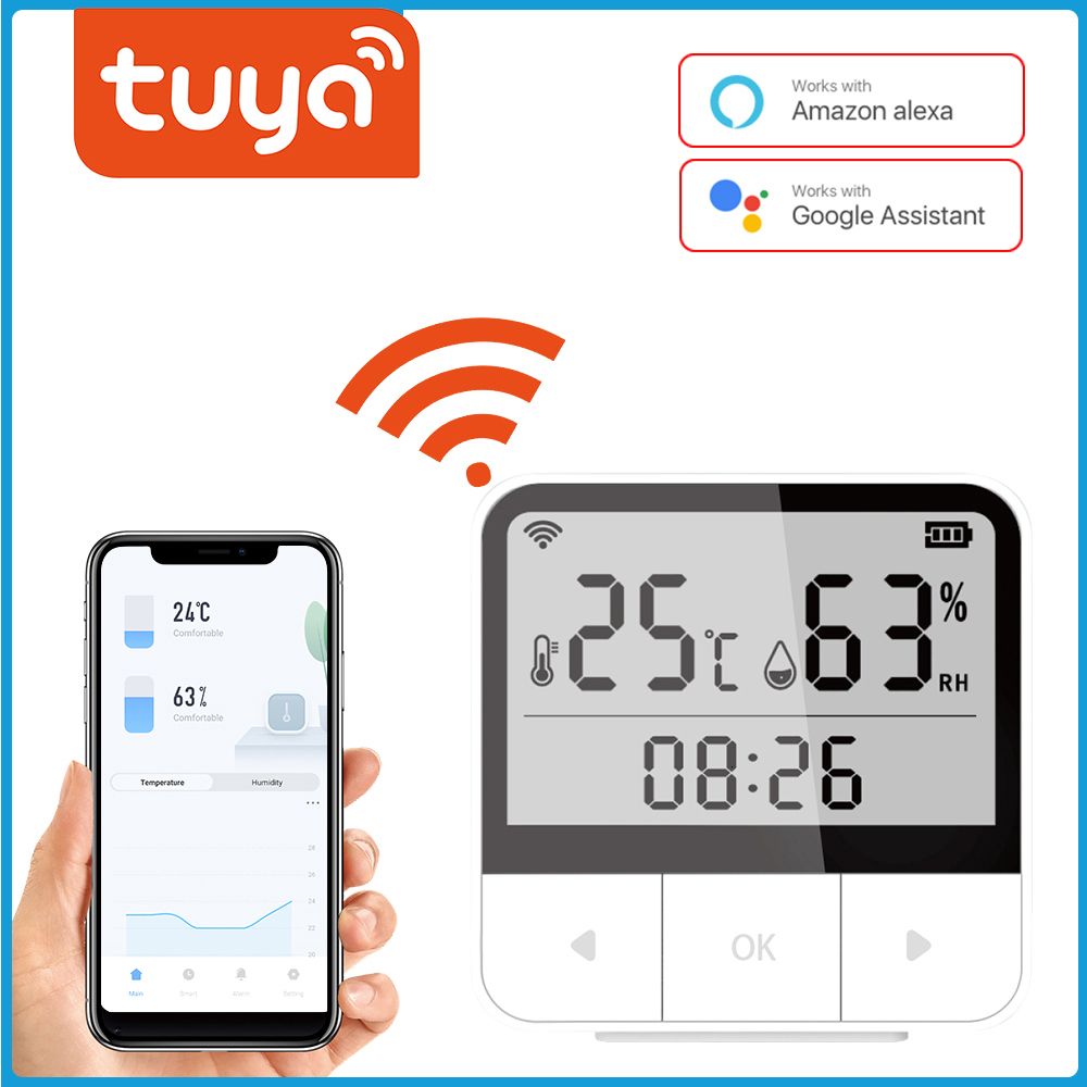 Tuya Wifi Indoor Thermometer Hygrometer Remote Monitor Digital Lcd