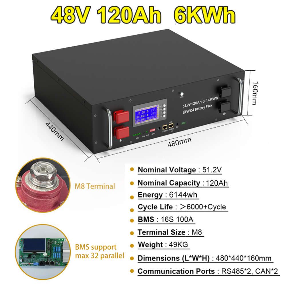 48 V, 120 Ah, 6 kWh