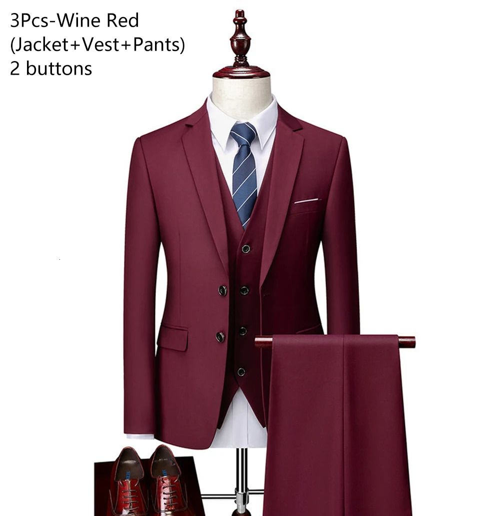 2 Button Wine Red