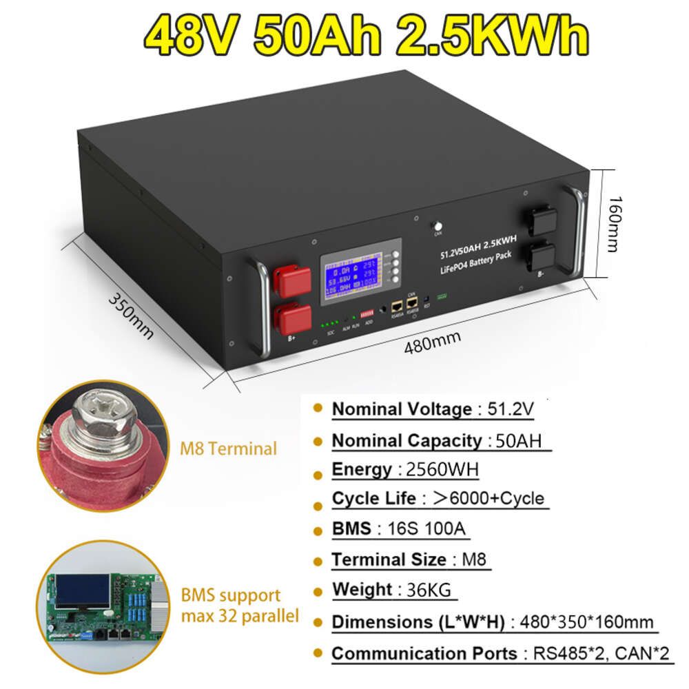 48 V, 50 Ah, 2,5 kWh