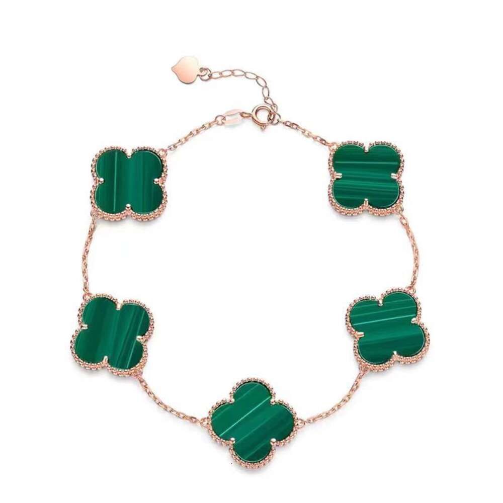 Bracelet Cinq Fleurs (Malachite dorée)