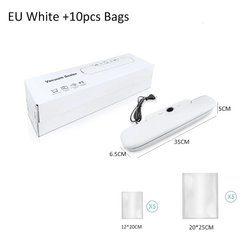 白い10PCSバッグ-220V-EUプラグ