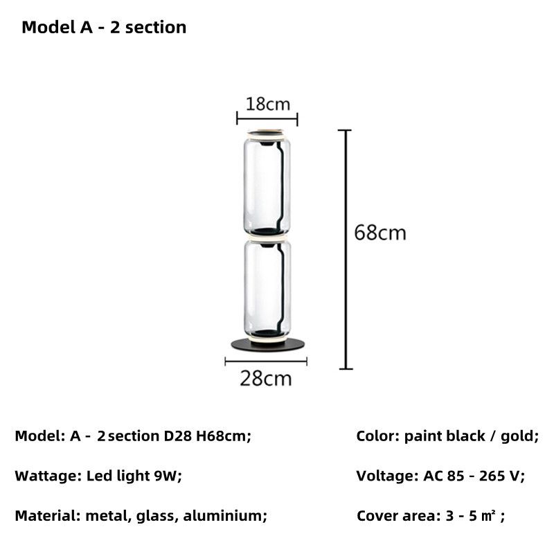 A - 2 sección luz negra y transparente cálida