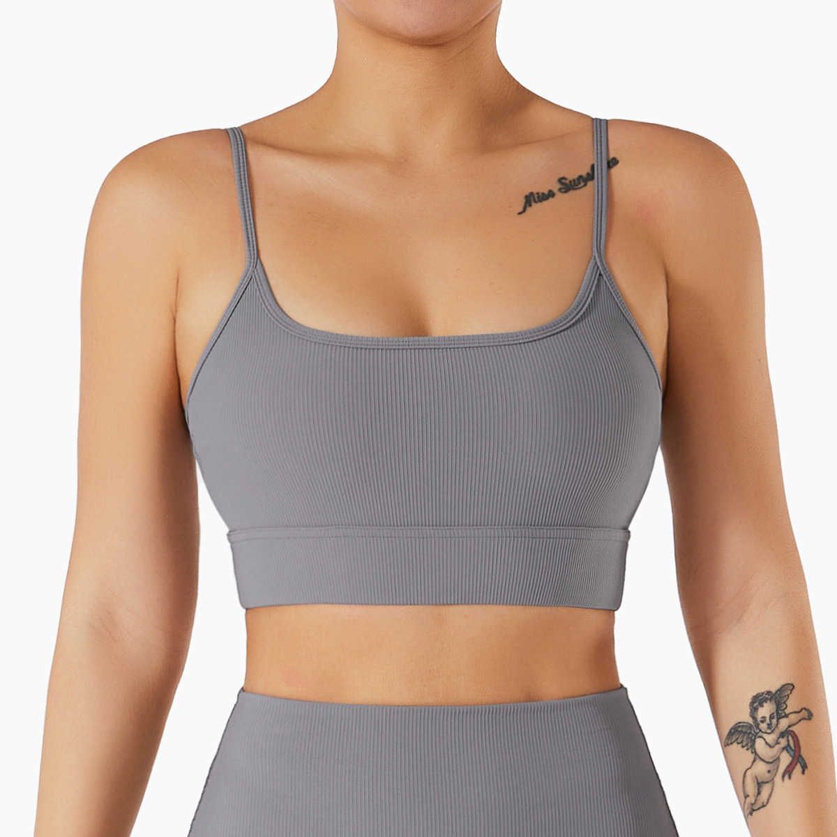 grey strappy bra