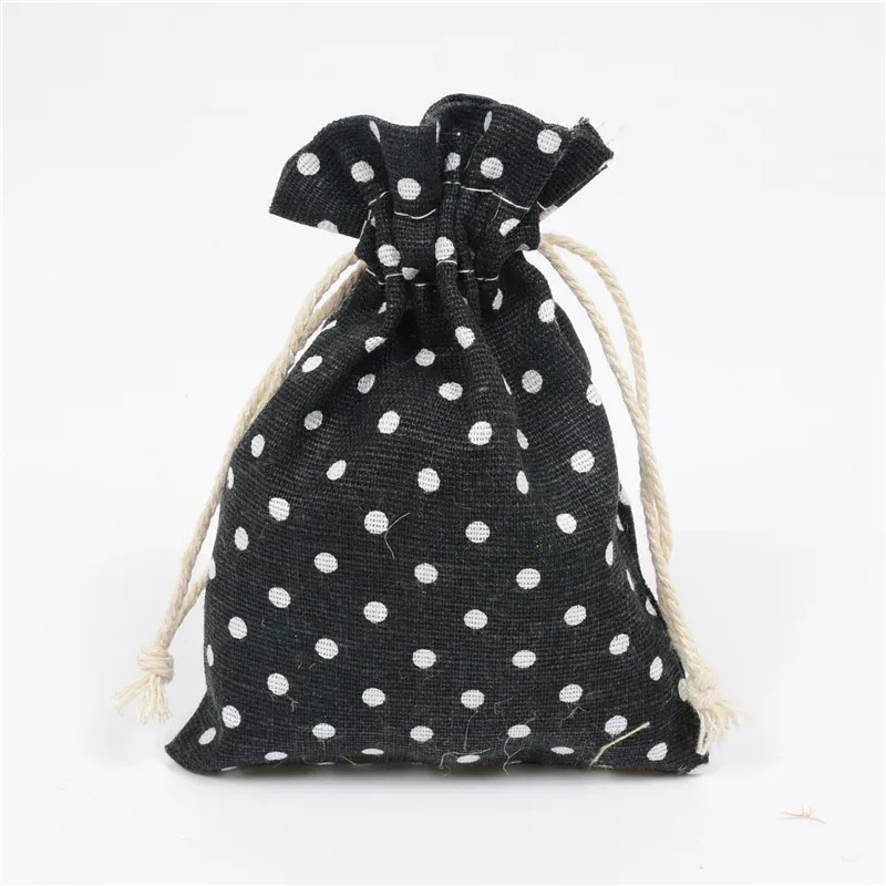 Sac à pois 10x14cm pois noirs