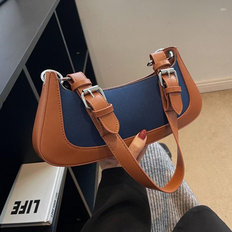 Evening Bags Belt Buckle Shoulder Purses For Women 2023 Wide Strap