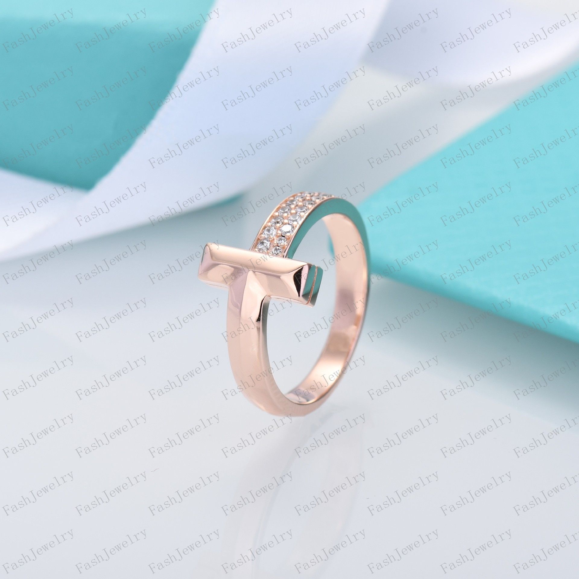 Rose Gold Wide Half Diamond