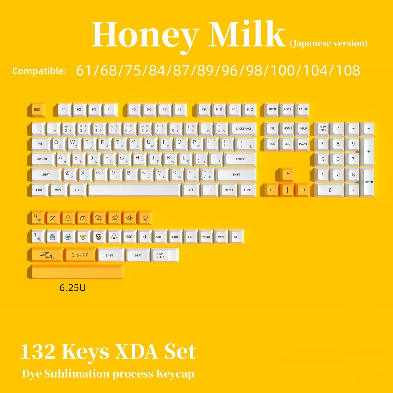 Honingmelk JP-alleen-keycaps