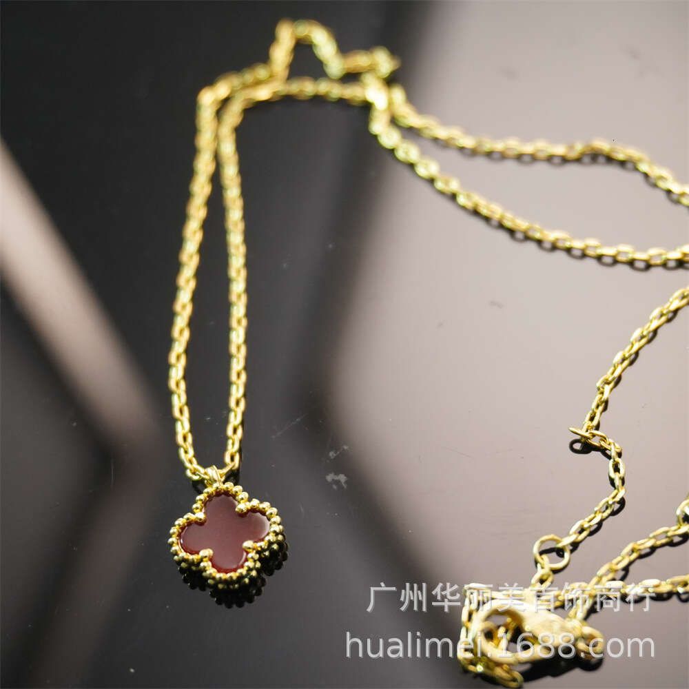 Mini-Gold-Rot-Achat-Halskette