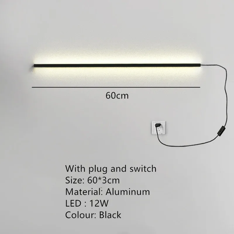 Luce calda 60 cm-Nero-Interruttore